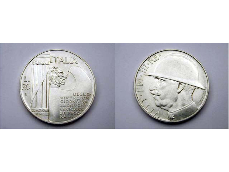 20 Lire 1928 Elmetto