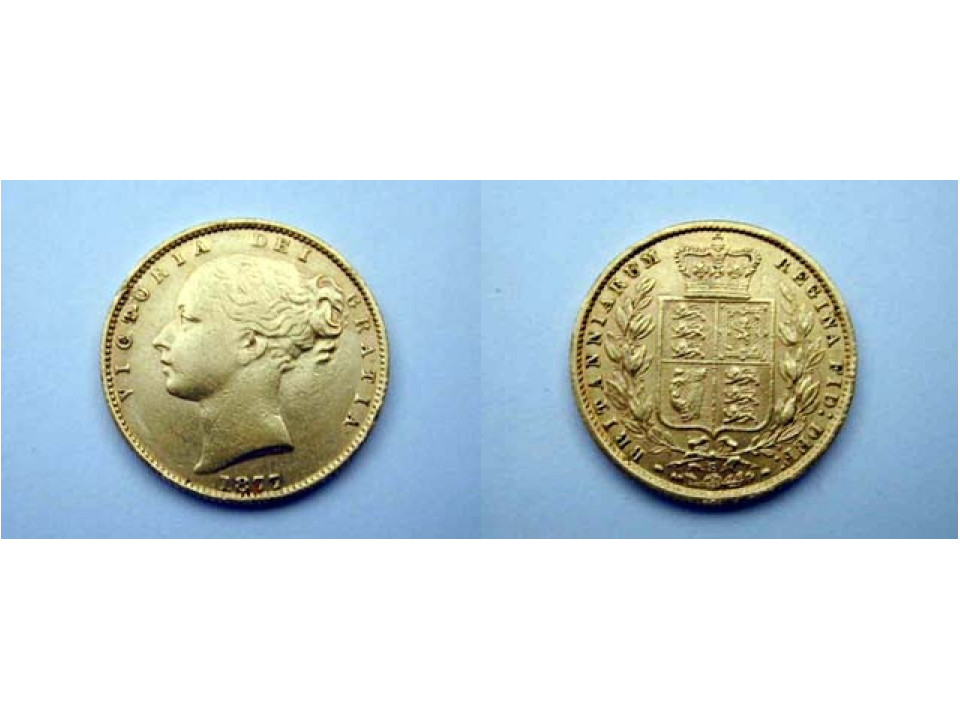 Australia, Vittoria 1 Sterlina 1877 S Stemma
