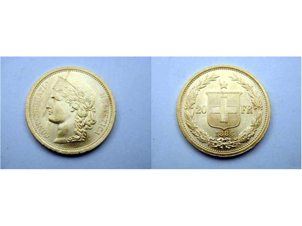 Svizzera, 20 Franchi 1886