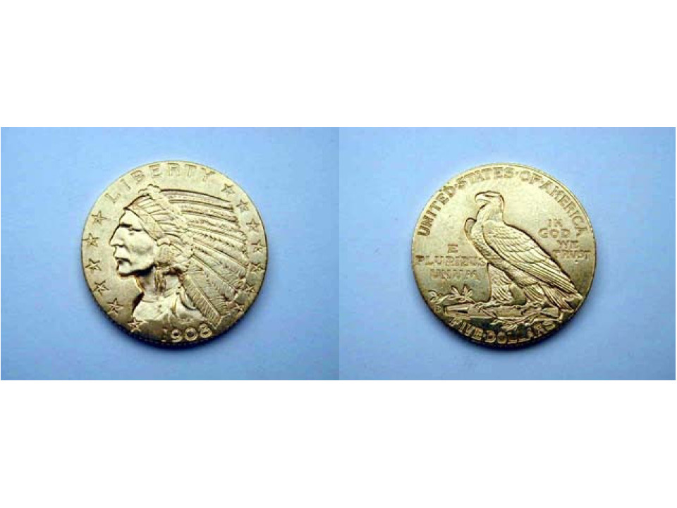United States, 5 Dollars Indian Head 1908 Denver