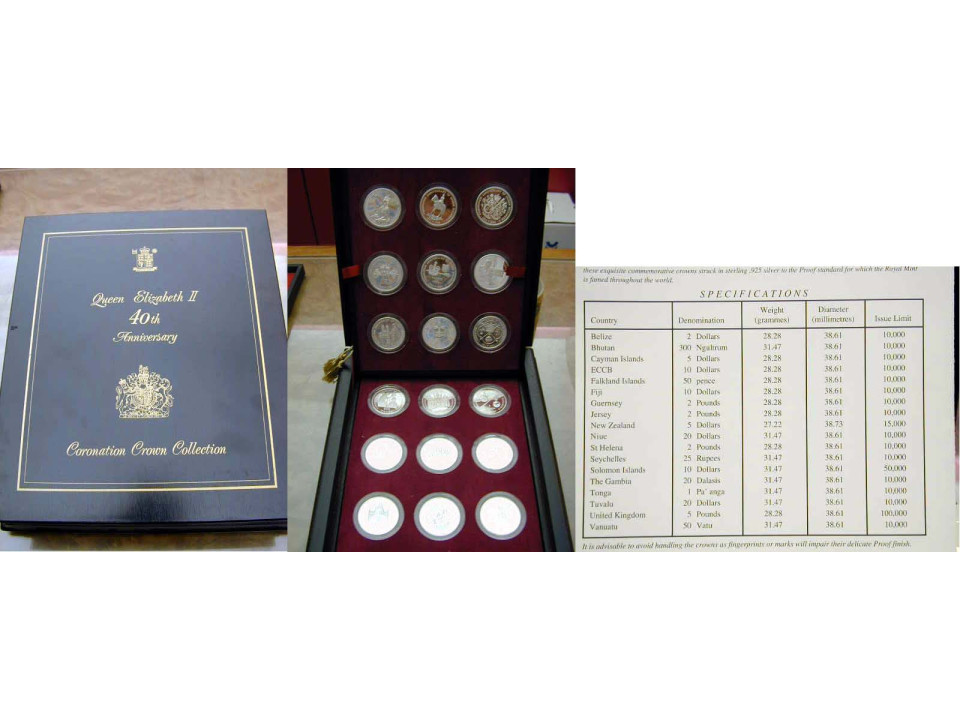 40° Anniv. Incoronazione Elisbetta II 18 Monete Argento