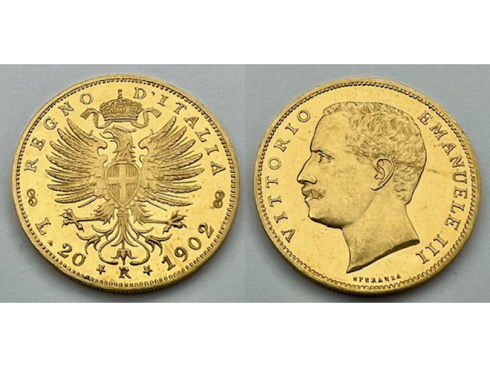 Vitt. Eman. III, 20 Lire 1902 Aquila Araldica