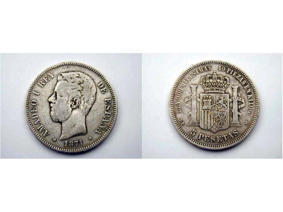 Spagna, Amedeo I, 5 Pesetas 1871 (73)