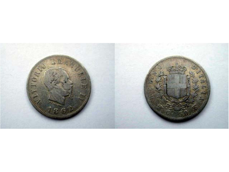 50 Centesimi 1862 T. Stemma