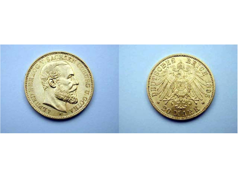 Germania - Saxen-Coburg-Gotha, Alfred, 20 Marchi 1895 A Rarissim