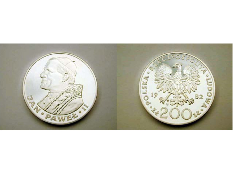 Polonia, 200 Zlotych 1982 Giovanni Paolo II FS, astuccio e