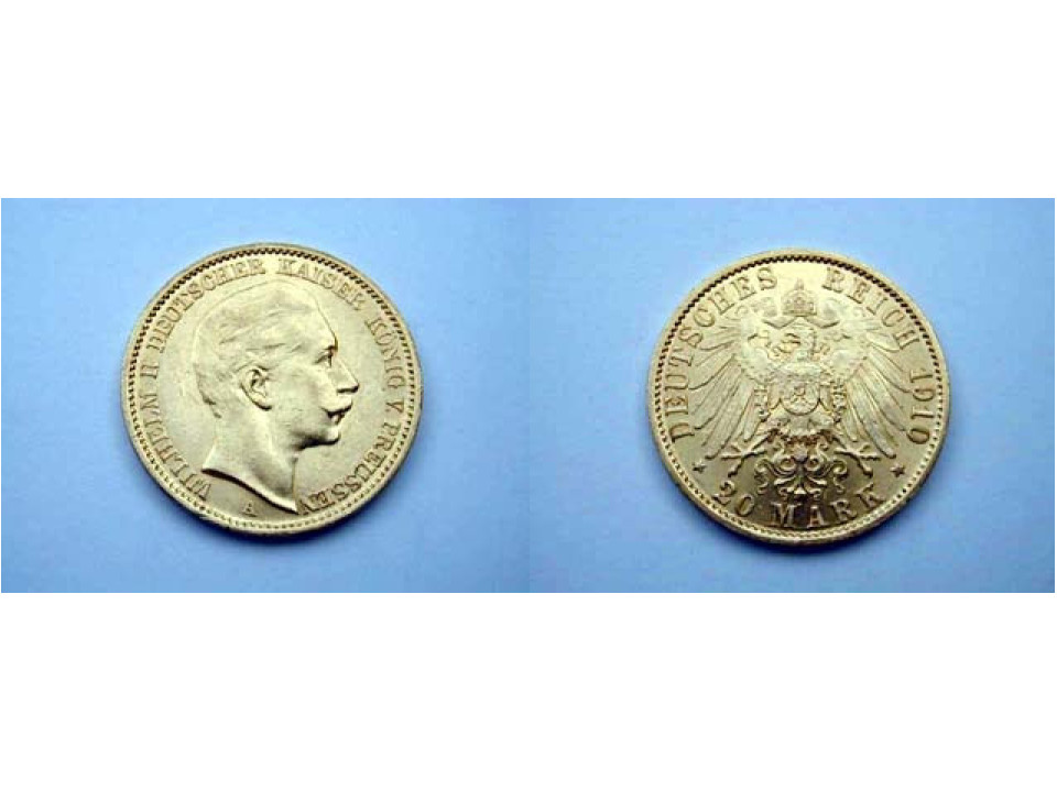 Germania - Prussia, Guglielmo II, 20 Marchi 1910 A