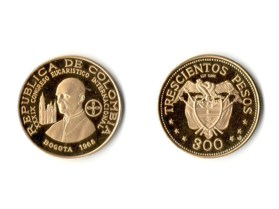 Colombia, 300 Pesos 1968 Congresso Eucaristico