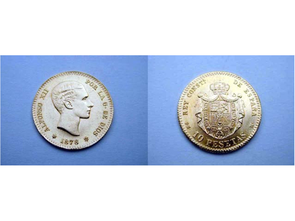 Spagna, Alfonso XII 10 Pesetas 1878-62 DE-M