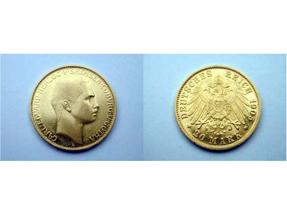 Germania - Saxen-Coburg-Gotha, Karl Eduard, 20 Marchi 1905 A Rar
