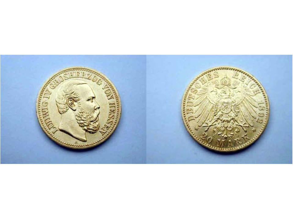 Germania - Hessen, Ludwig IV, 20 Marchi 1892 A