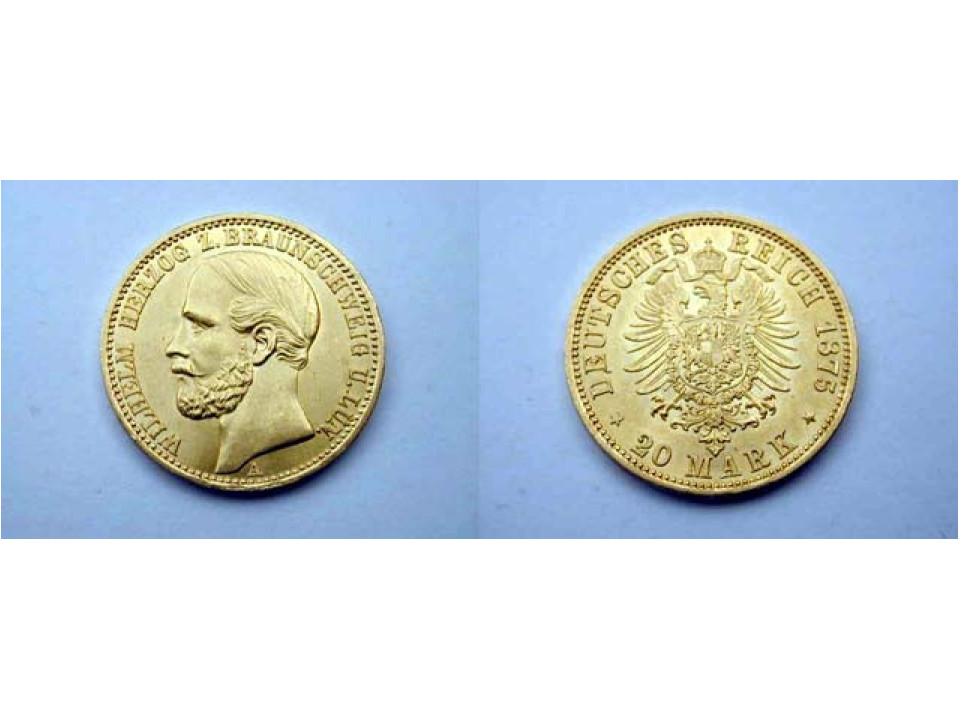 Germania - Braunschweig, Wilhelm, 20 Marchi 1875 A FD
