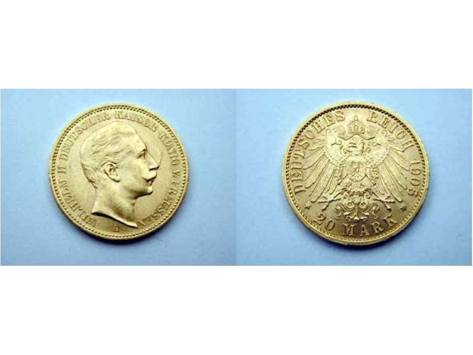Germania - Prussia, Guglielmo II, 20 Marchi 1905 A