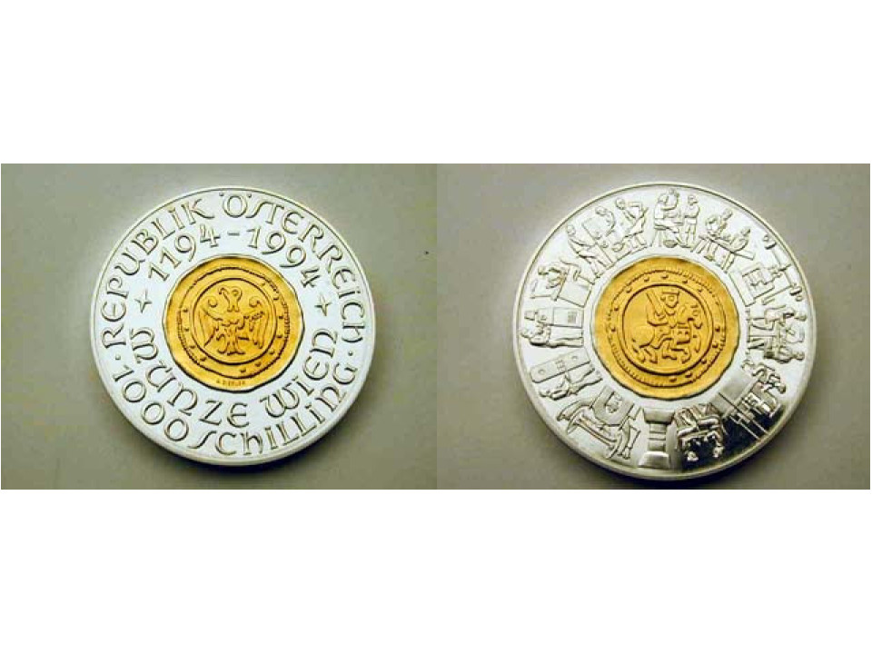 Austria, 1.000 Scellini 1994 800 Jahre Münze Wien