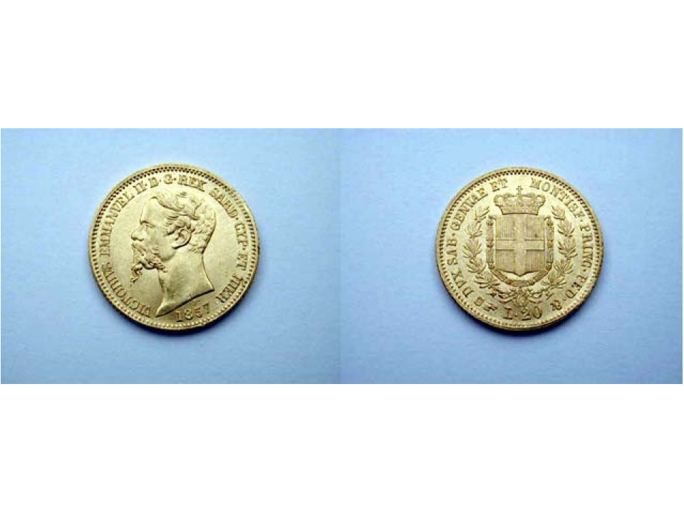 Vitt. Eman. II, 20 Lire 1857 Torino