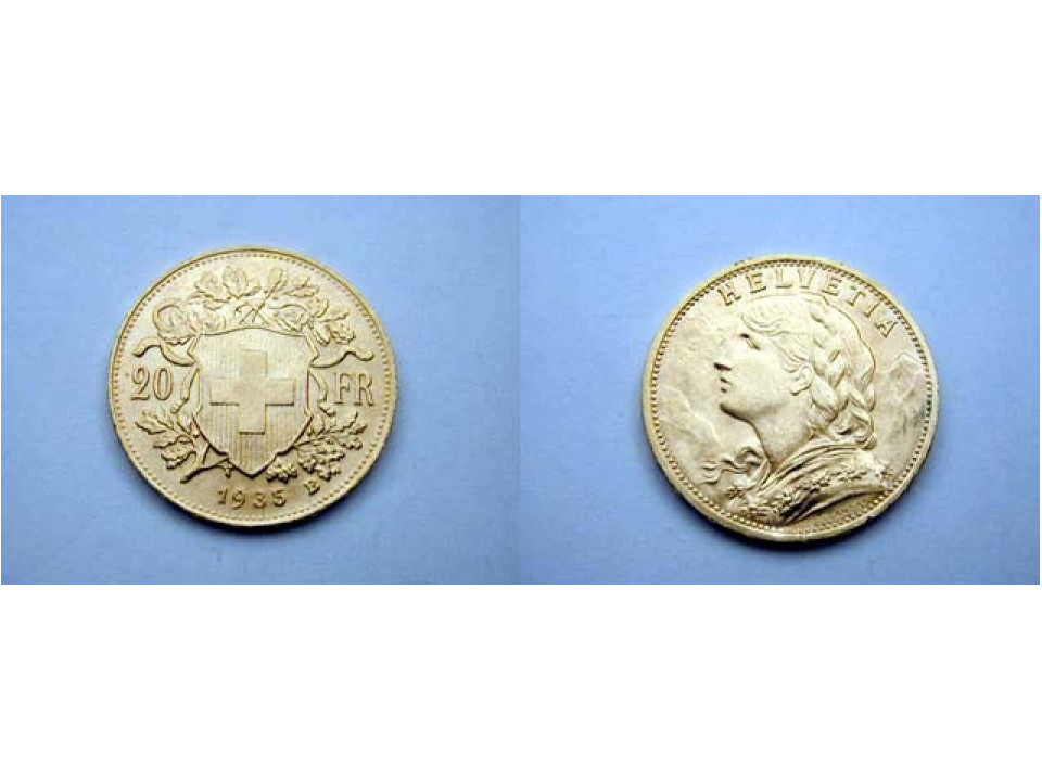 Switzerland, 20 Francs 1935 B
