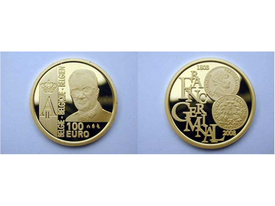 Belgio, Alberto II, 100 Euro 2003 Franc Germinal