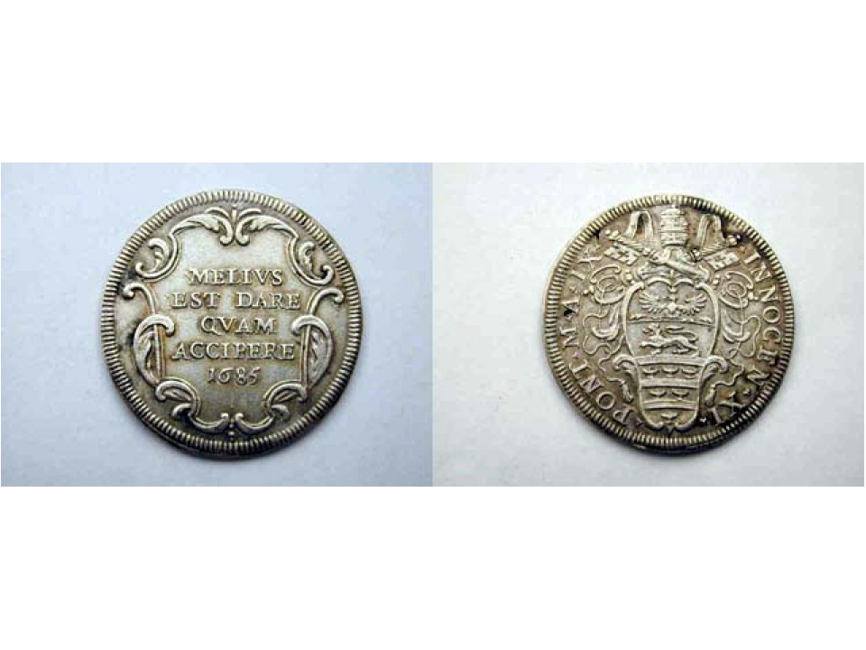 Innocenzo XI°. Testone 1685 Argento
