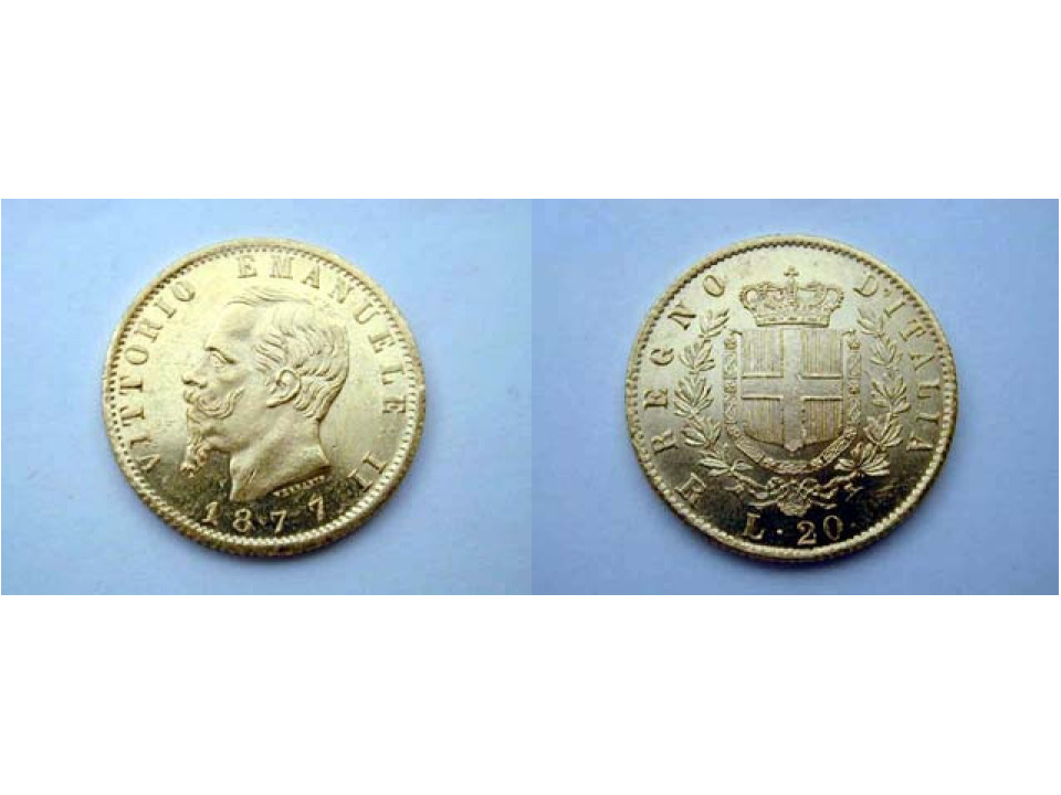 Vitt. Eman. II, 20 Lire 1877 Roma