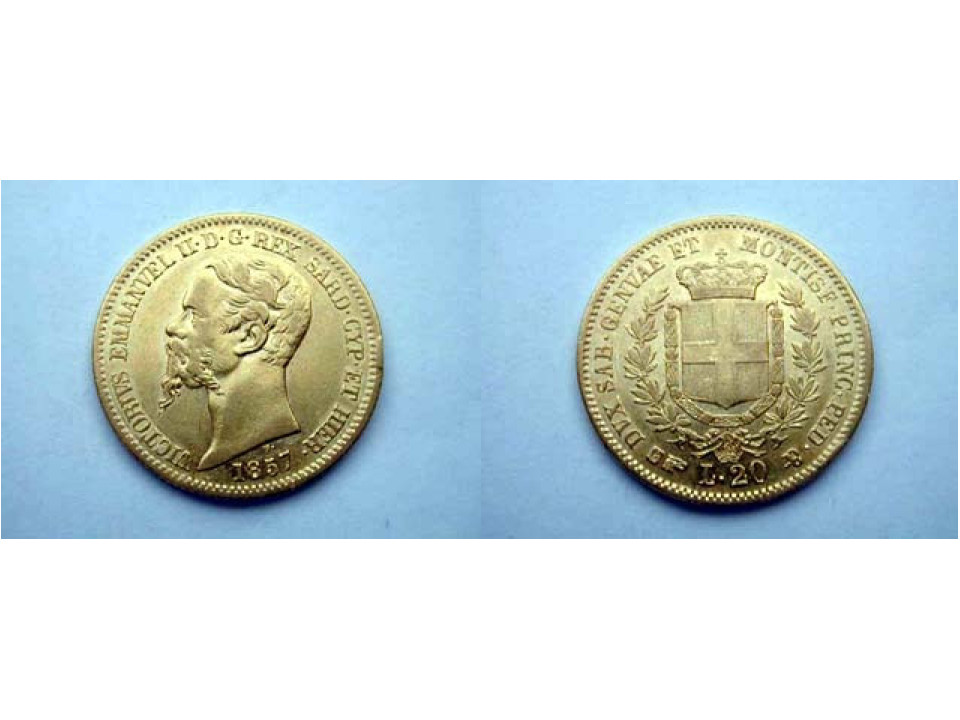Vitt. Eman. II, 20 Lire 1857 Torino
