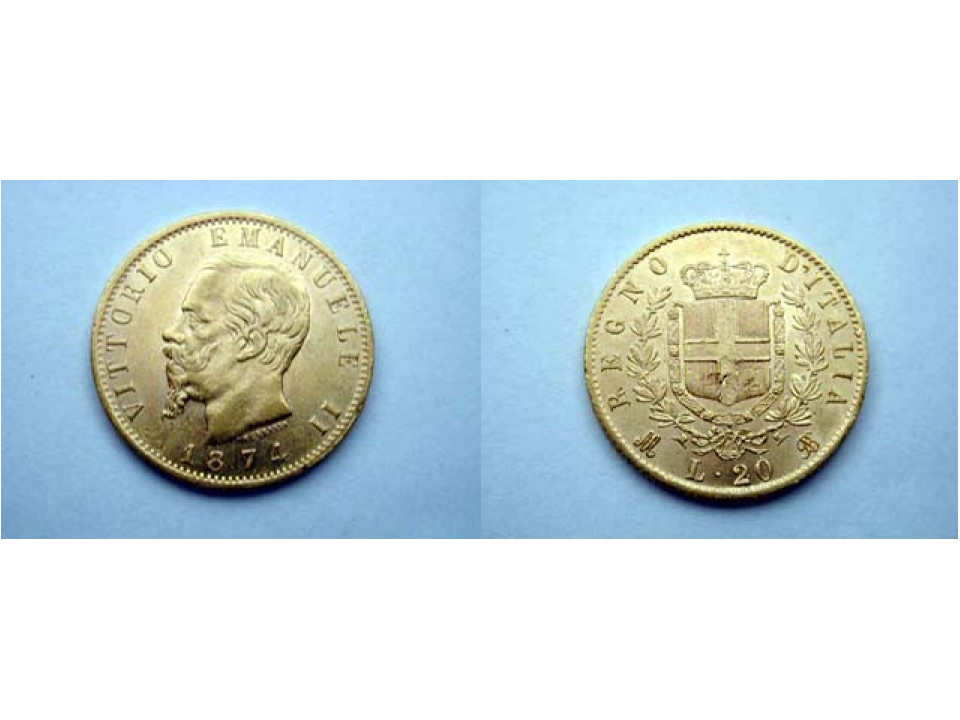 Vittorio Emanuele II, 20 Lire 1874 Milan