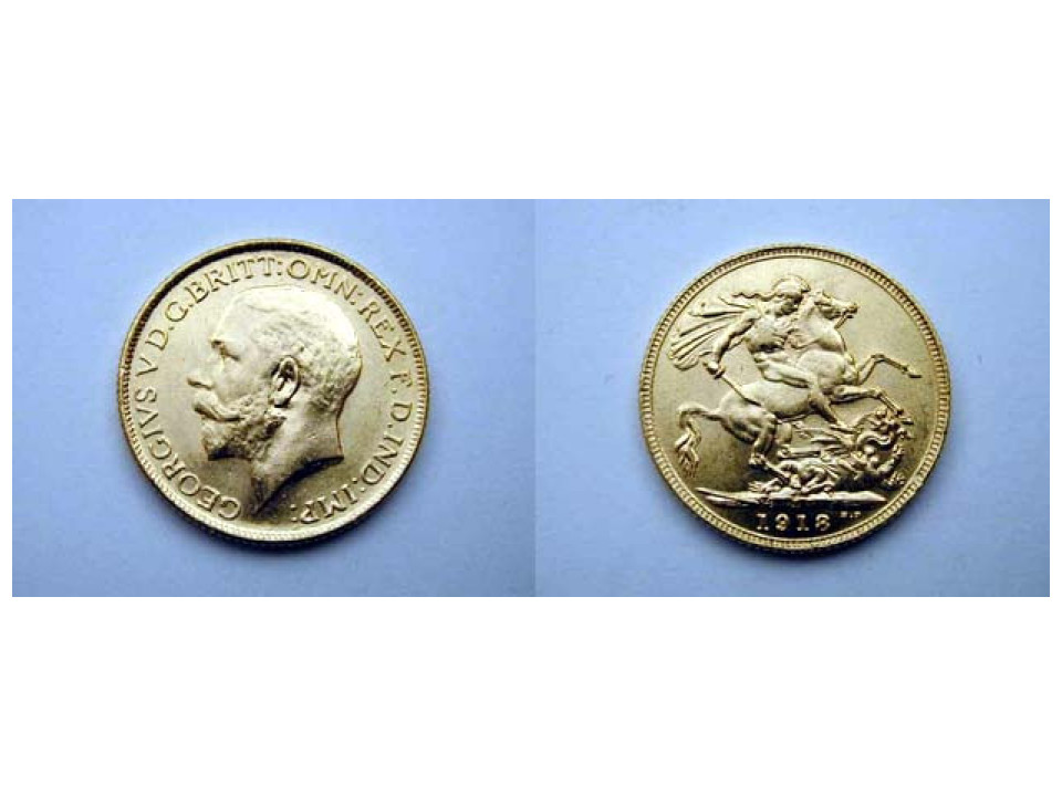 India, George V, Sovereign (Bombay mint) 1918