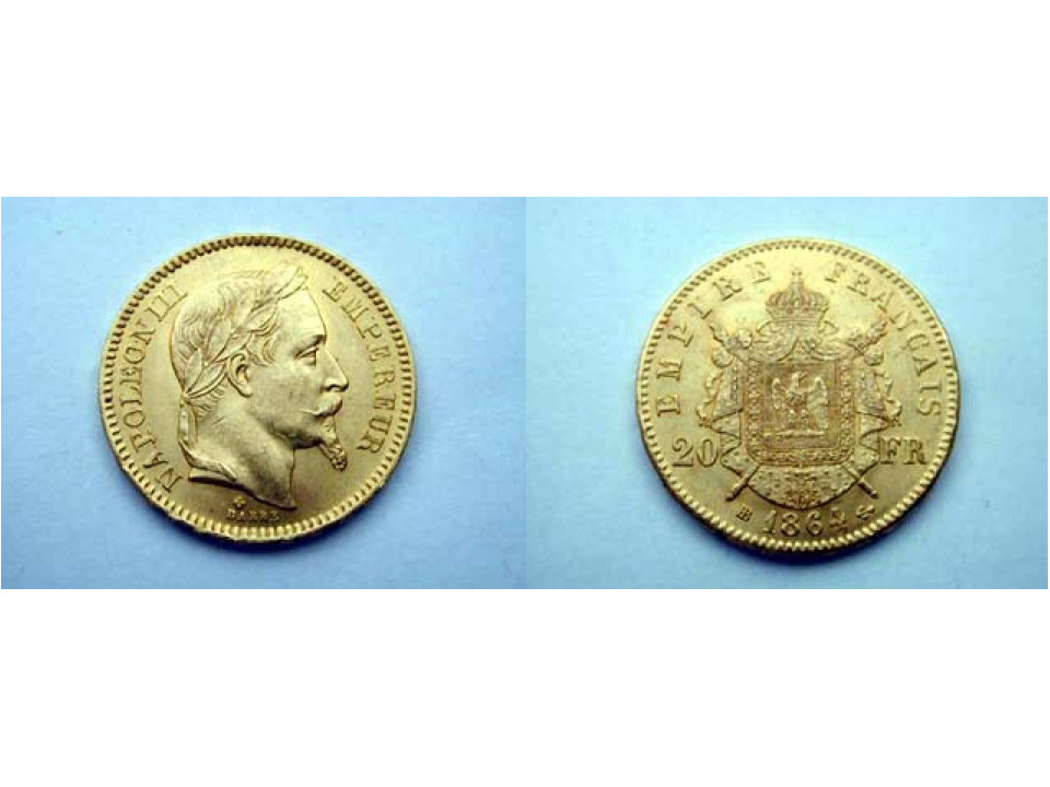 Francia, Napoleone III 20 Franchi 1864 BB
