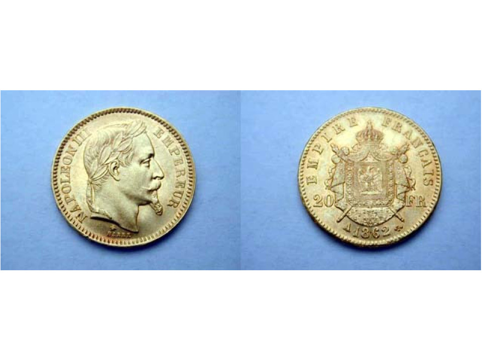 Francia, Napoleone III 20 Franchi 1862 A