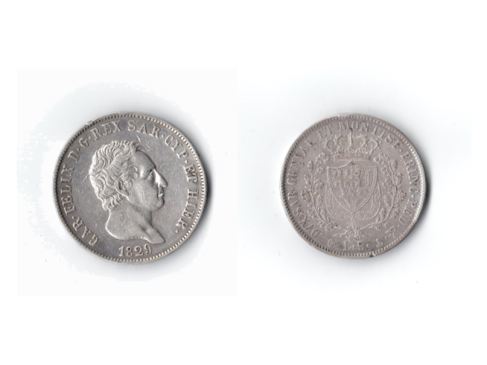 Carlo Felice, 5 Lire 1829 Genoa