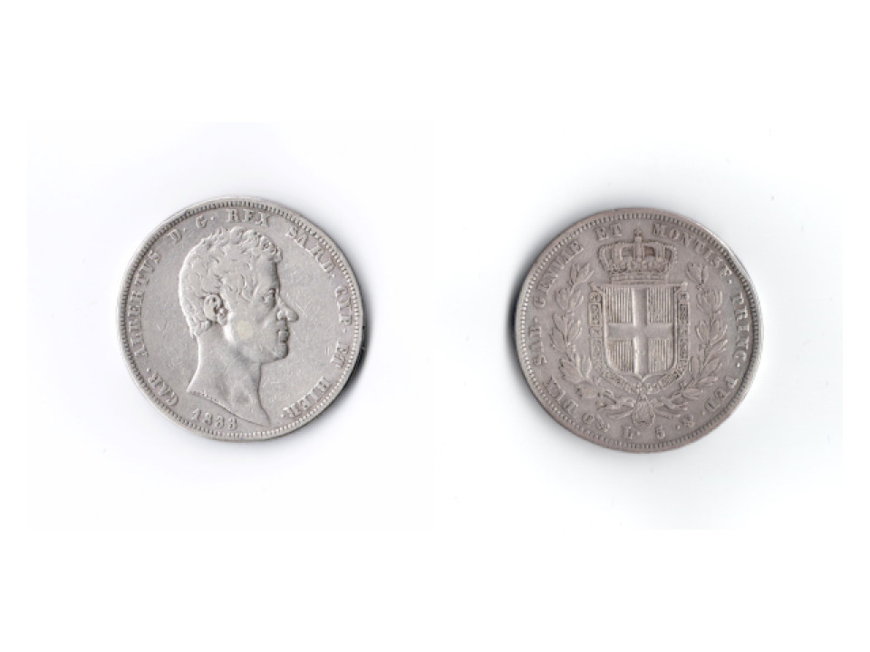 Carlo Alberto, 5 Lire 1833, Genova