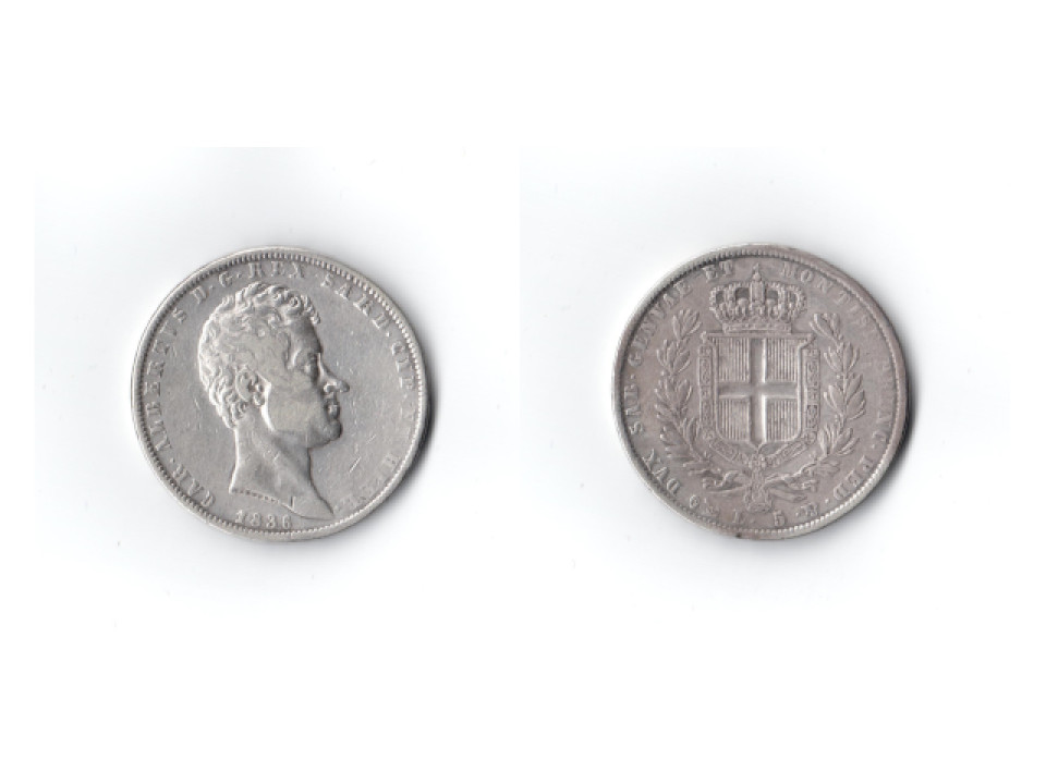 Carlo Alberto, 5 Lire 1836, Genova