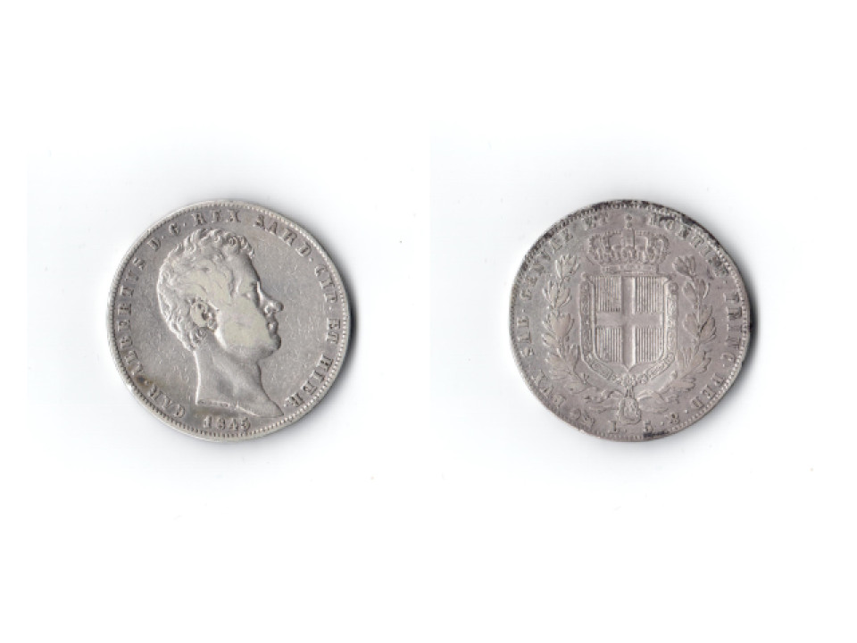 Carlo Alberto, 5 Lire 1845 Genoa