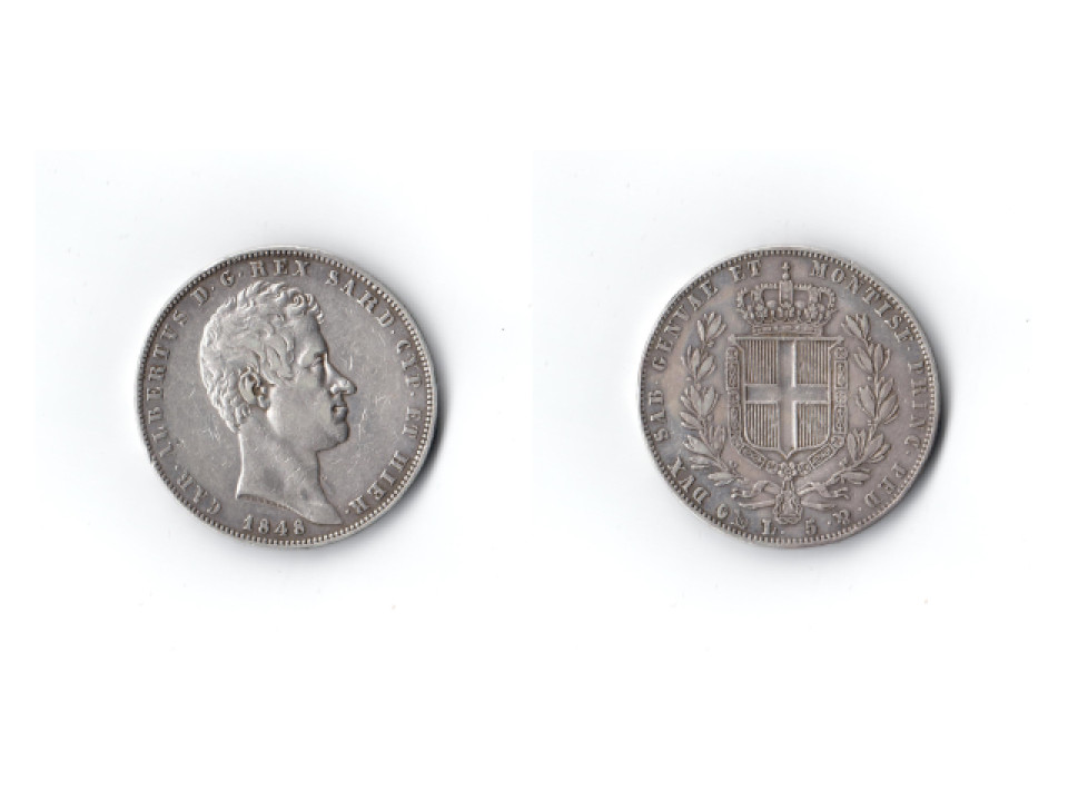 Carlo Alberto, 5 Lire 1848, Genoa