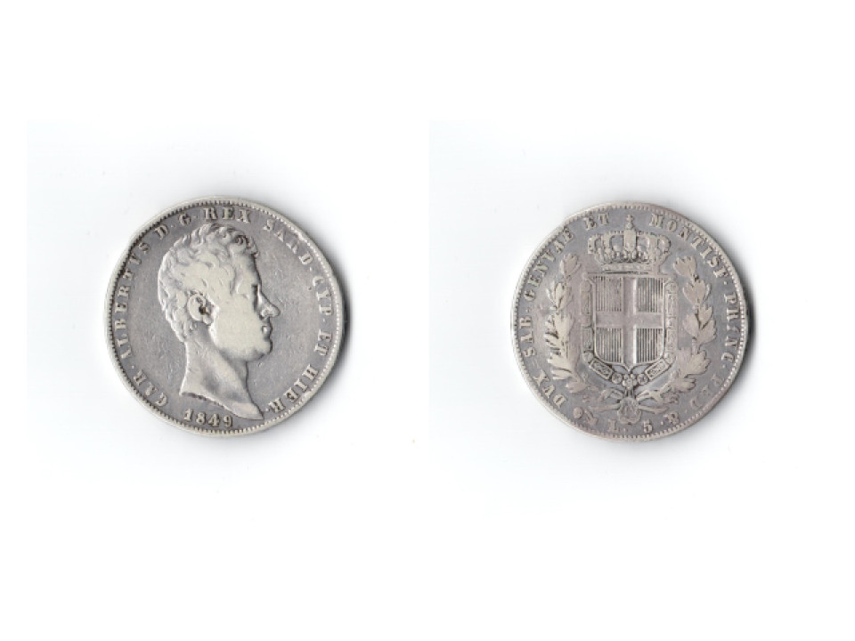 Carlo Alberto 5 Lire 1849, Genova
