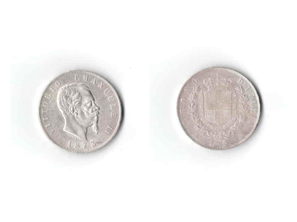 Vittorio Emanuele II, 5 Lire 1873, Milan