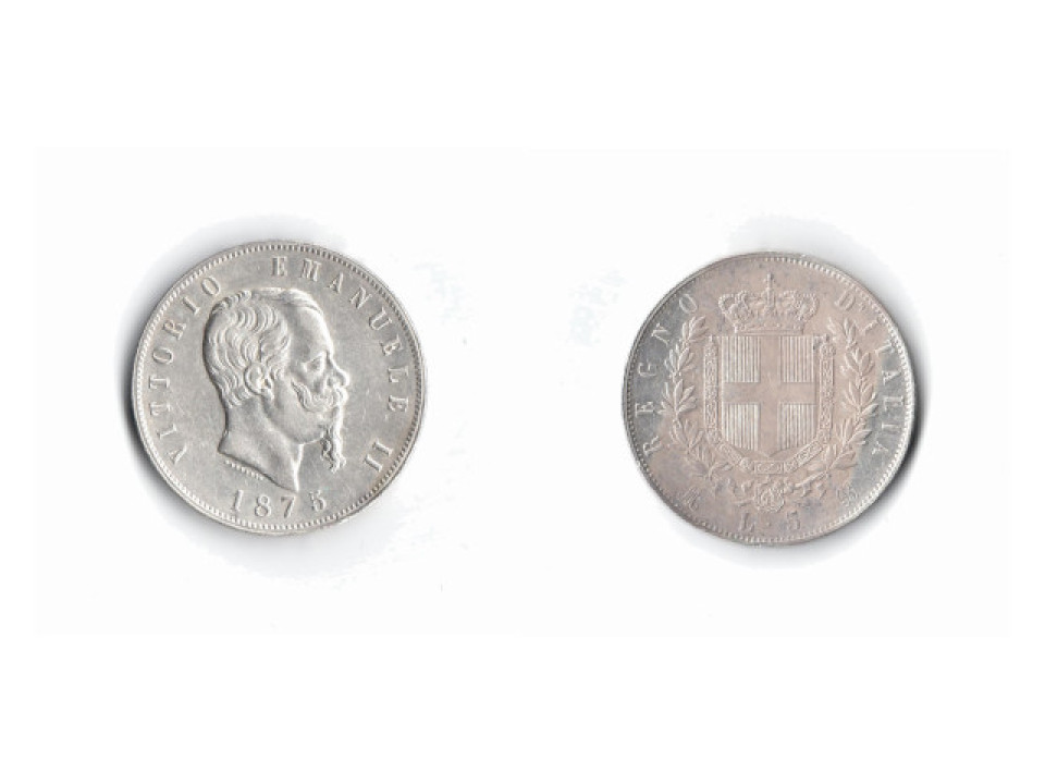 Vittorio Emanuele II, 5 Lire 1875, Milano
