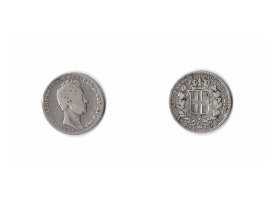 Carlo Alberto, 1 Lira 1838, Genova
