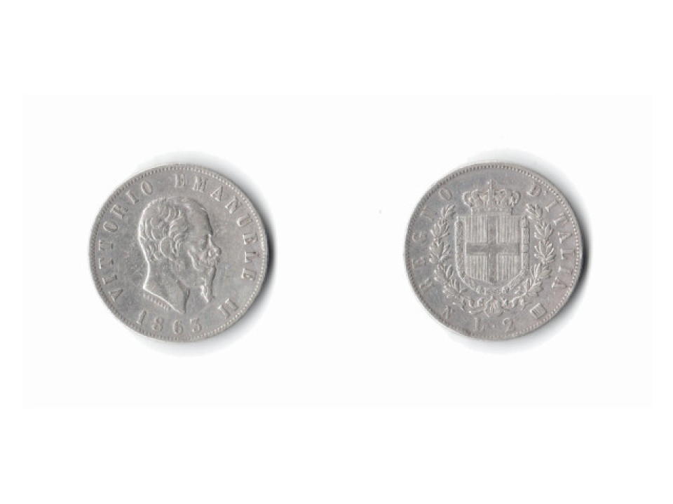 Vittorio Emanuele II, 2 Lire 1863, Napoli