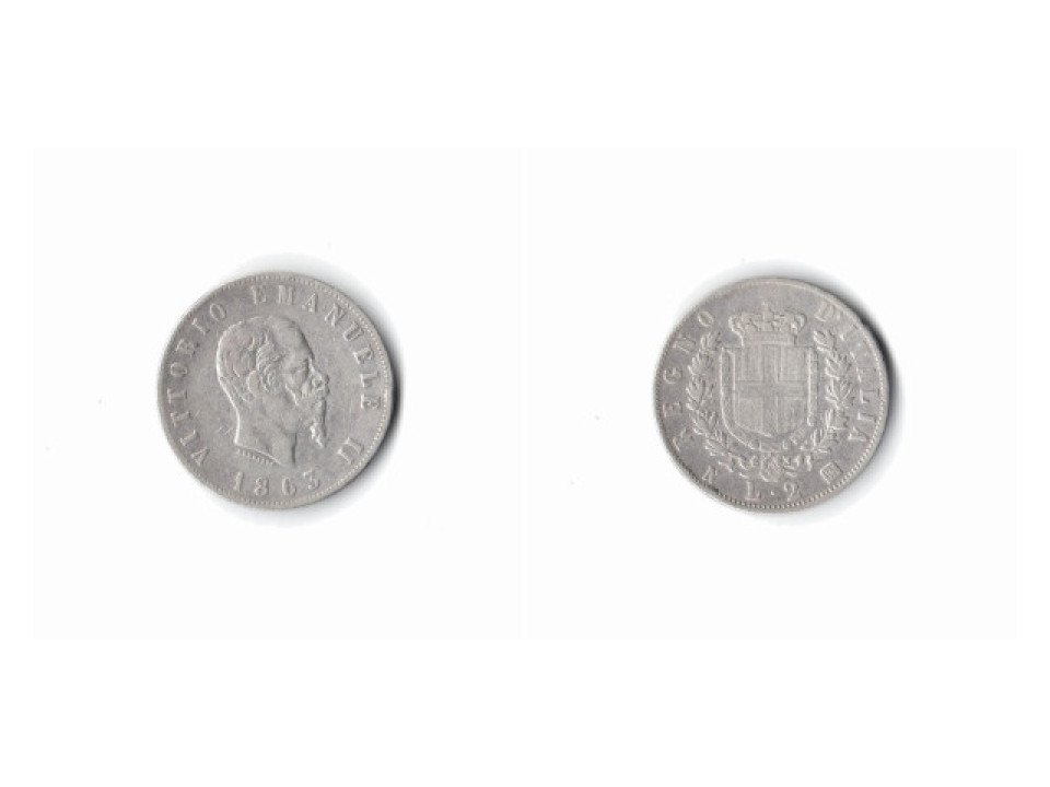 Vittorio Emanuele II, 2 Lire 1863, Napoli