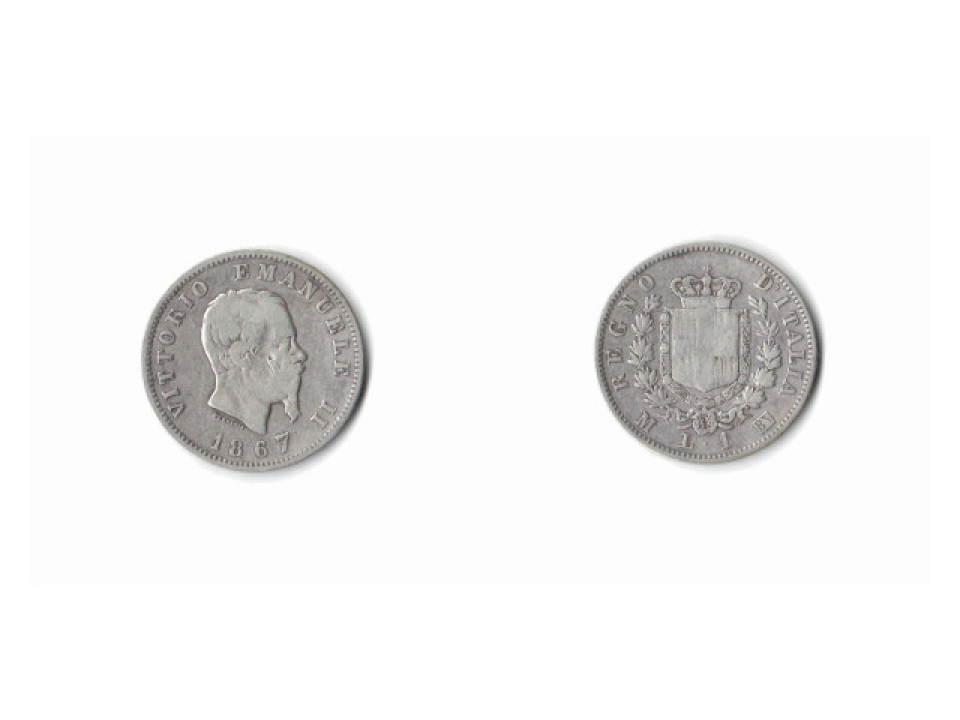 Vittorio Emanuele II, 1 Lira 1867, Milan