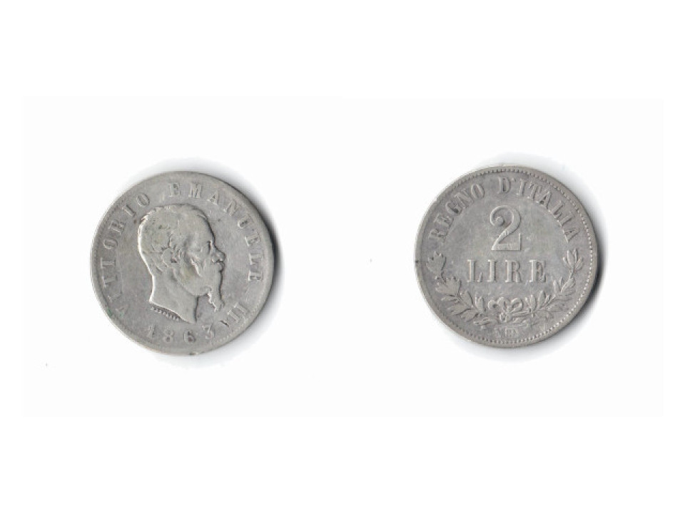 Vittorio Emanuele II, 2 Lire 1863, Naples