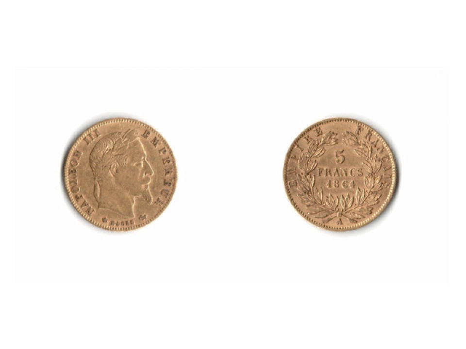 Francia, Napoleone III 5 Franchi 1864 A