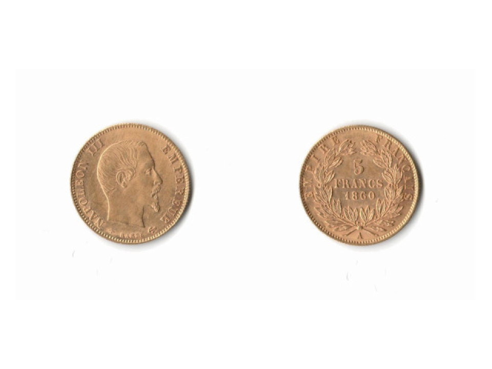 France, Napoleon III, 5 Francs 1860 A