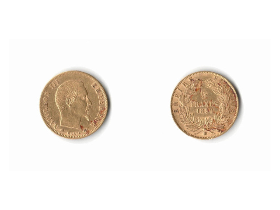 France, Napoleon III, 5 Francs 1859 BB