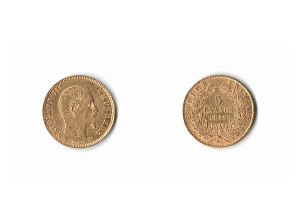 France, Napoleon III, 5 Francs 1859 A