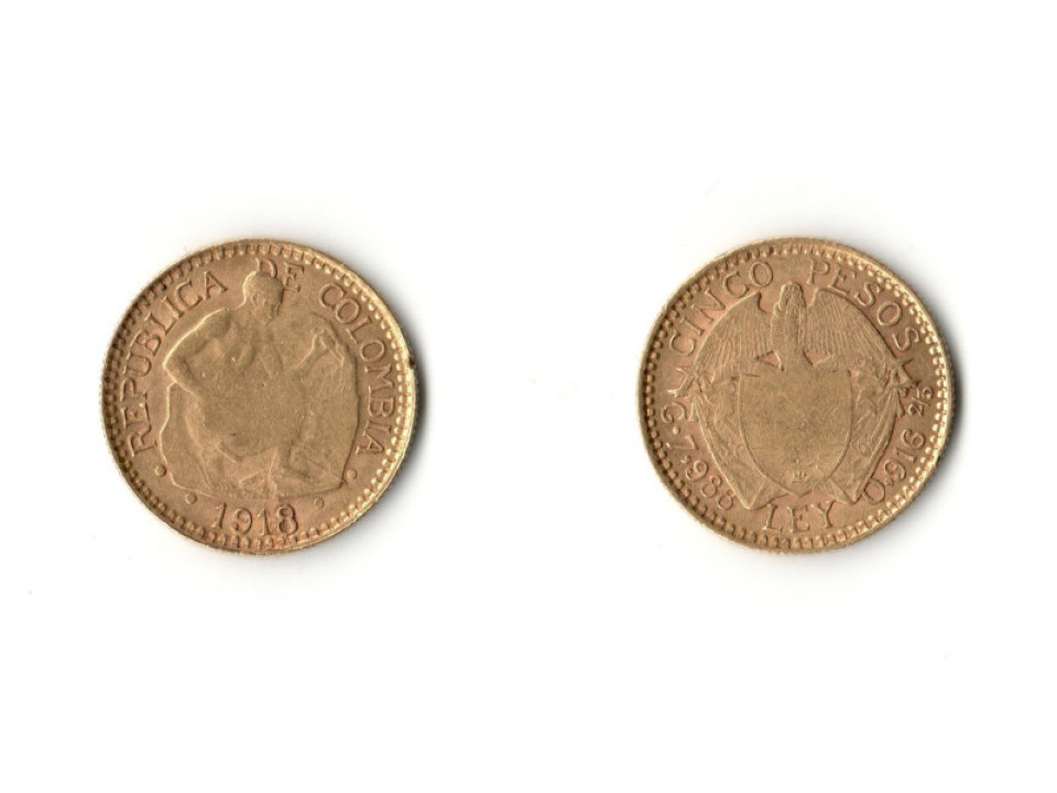 Colombia, Republic, 5 Pesos 1918