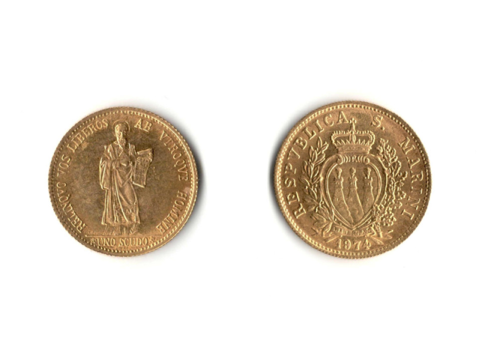 San Marino, 1 + 2 Gold Scudi 1974