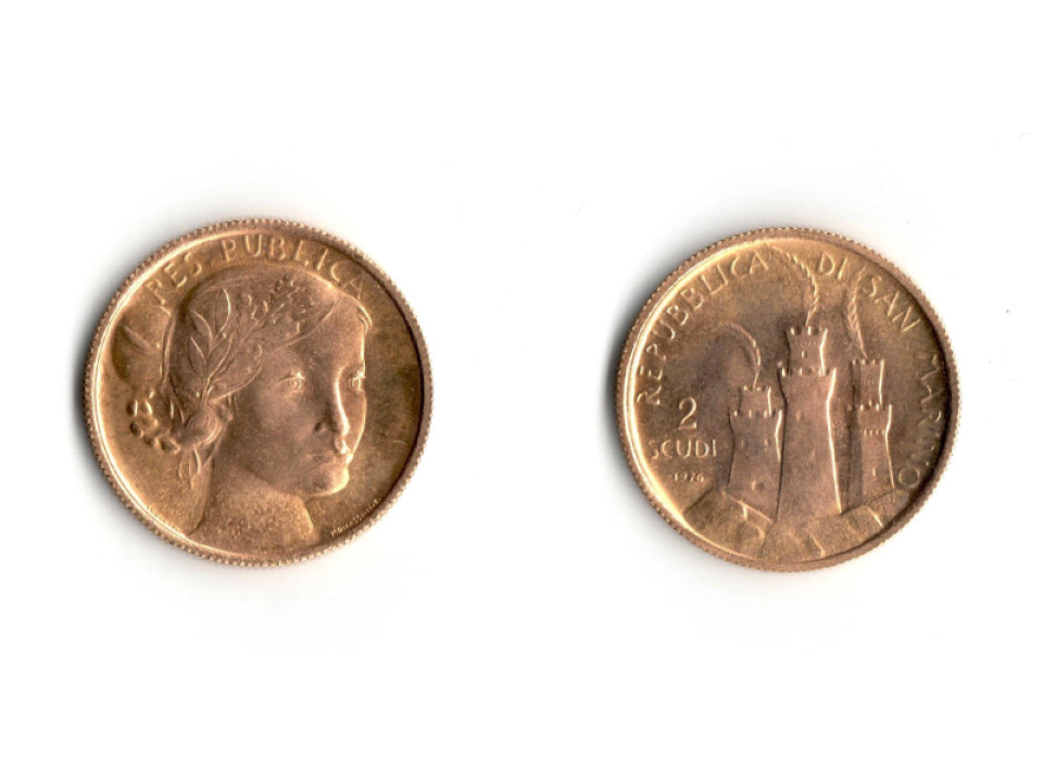San Marino, 1 + 2 Gold Scudi 1976
