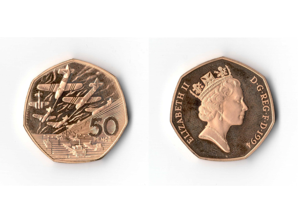 Inghilterra, 50 Pence 1994,Sbarco in Normandia