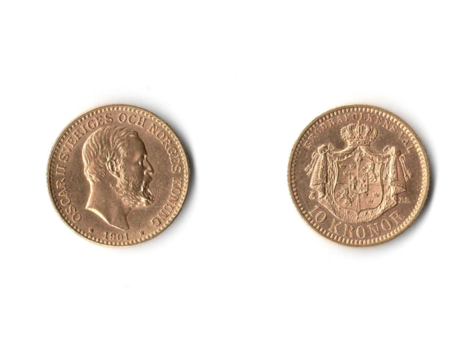 Svezia, Oscar II, 10 Kronor 1901